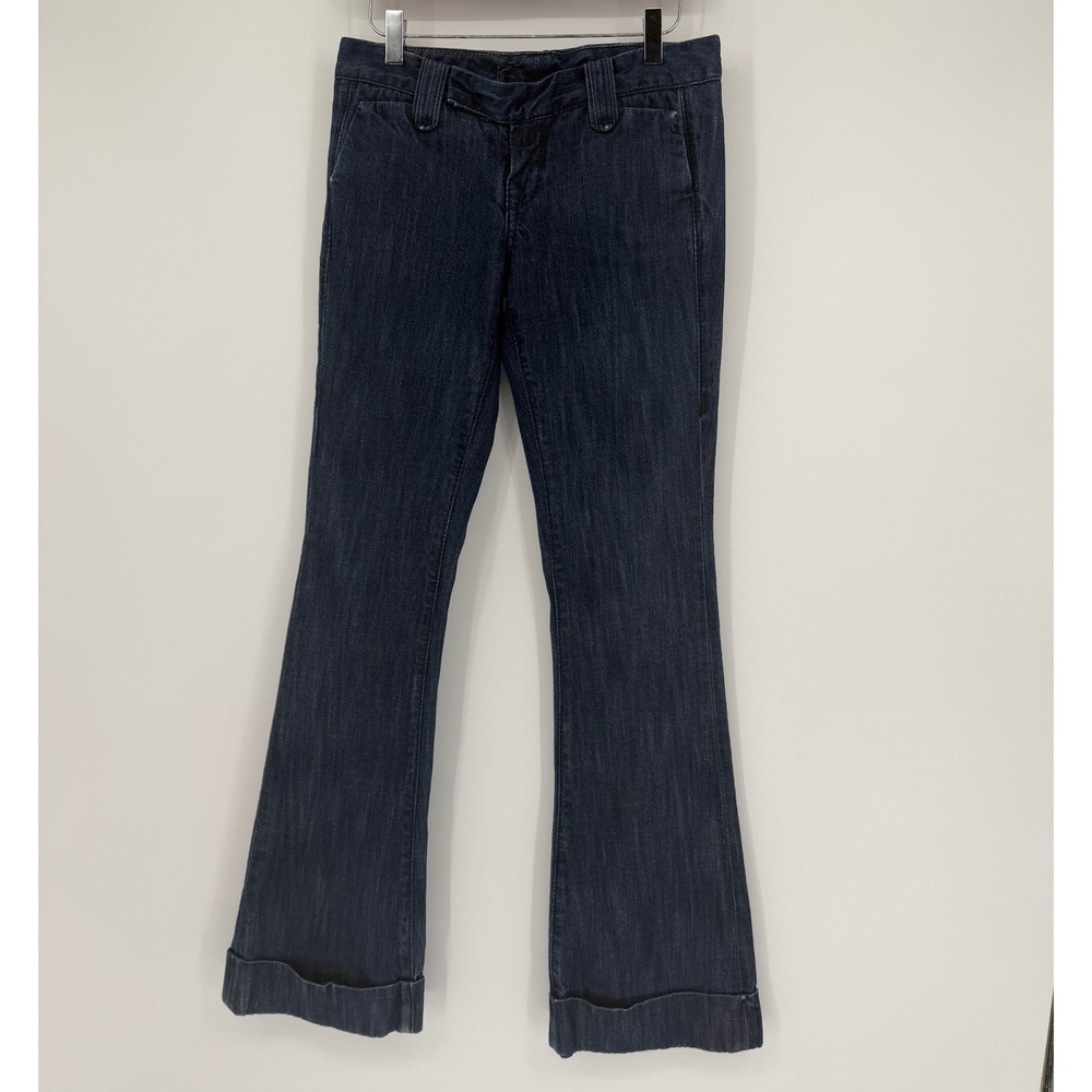 True Religion Womens Flare Leg Dark Wash Denim Jeans Size 26 Made in USA Y2K